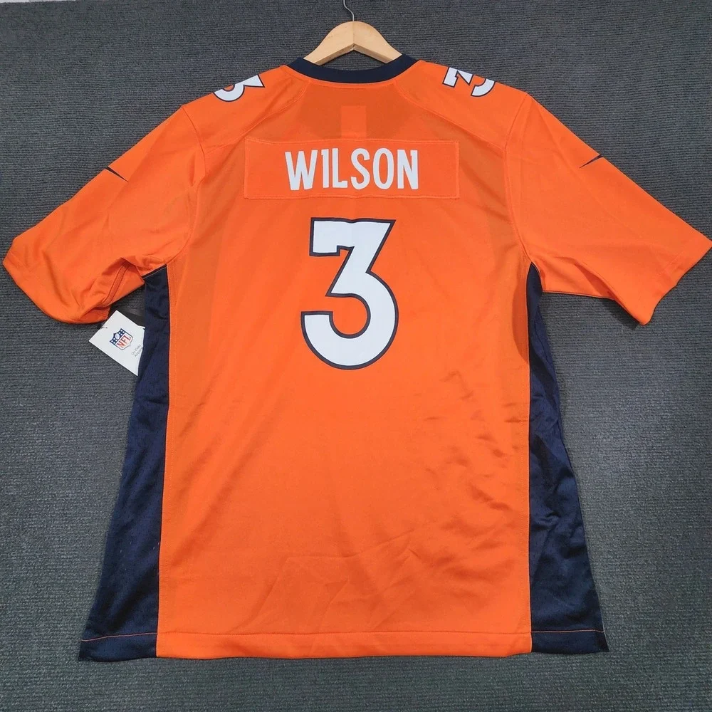 Nike Denver Broncos‎ Football Jersey Mens Large Orange Russell Wilson #3 NWT